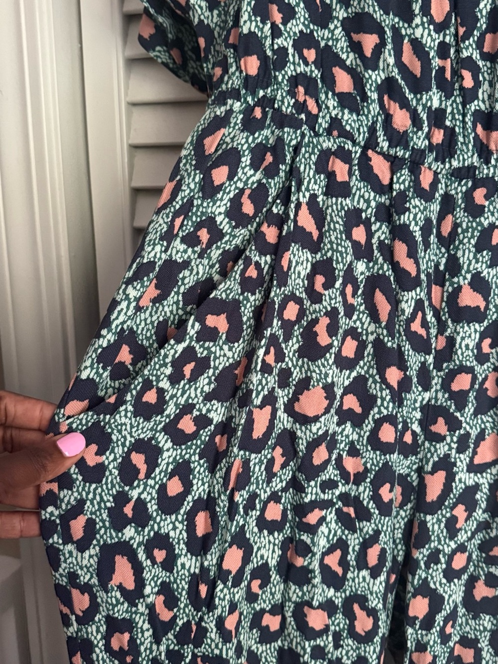 H&M Green and Pink Leopard Print Jumpsuit - Picture 2 of 5